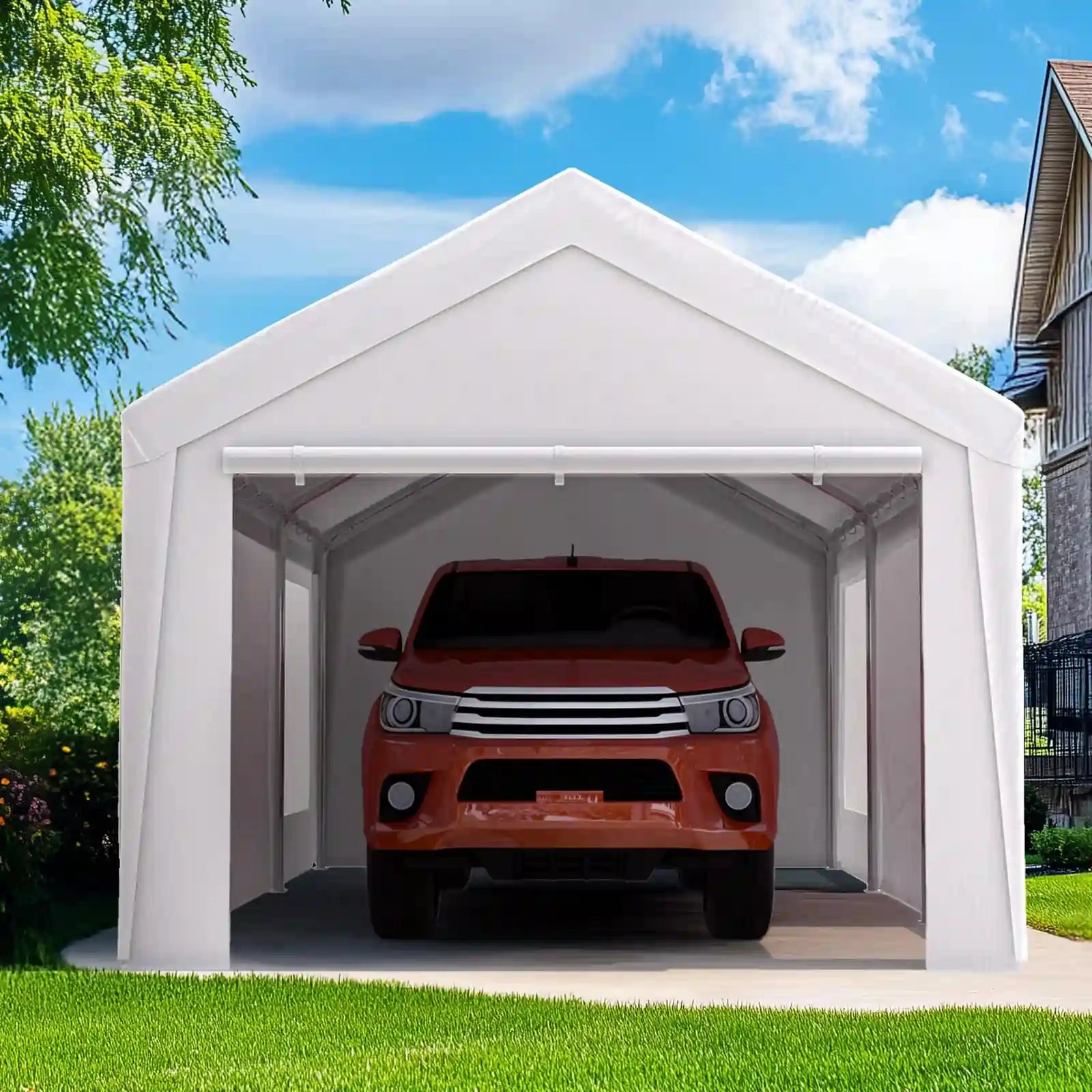 Galvanized Outdoor Garage Boat Shelter#color_10'x20'-White