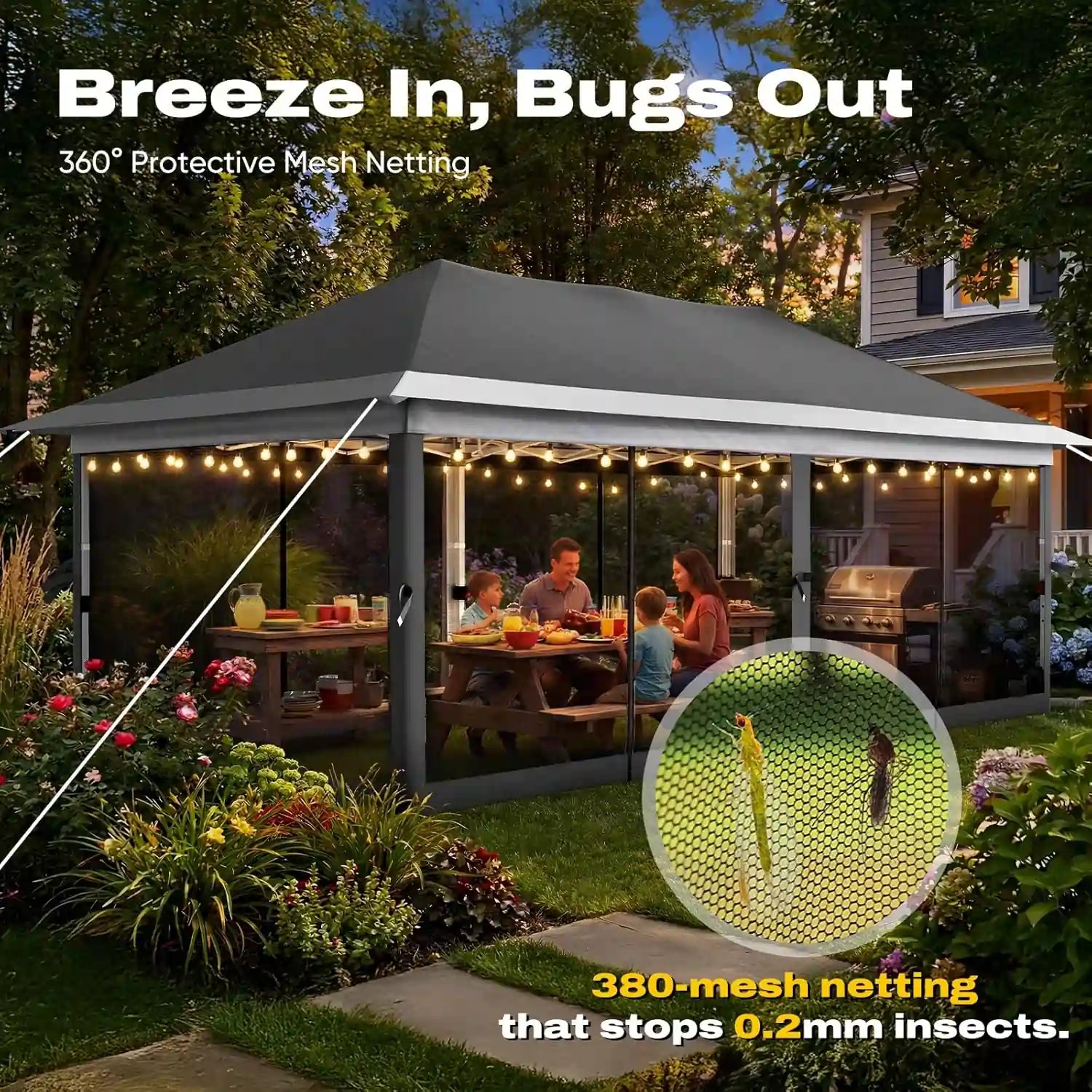 an ideal overhead protector for family barbecues, birthday parties, and neighborhood celebrations#color_Gray