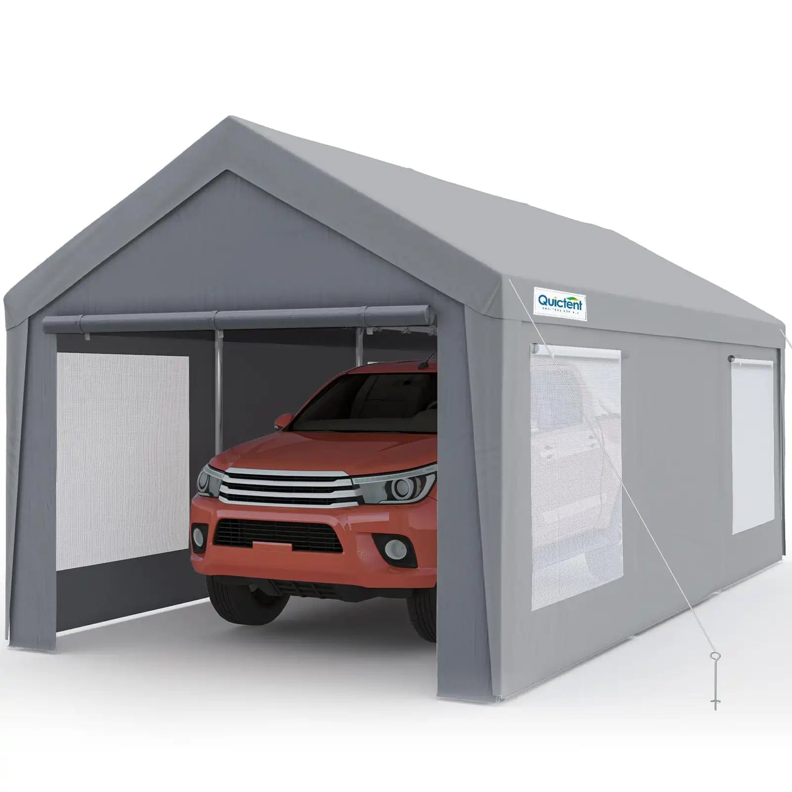 Gray 10x20 ft Heavy Duty Carport with Roll-up Ventilated Windows#color_gray