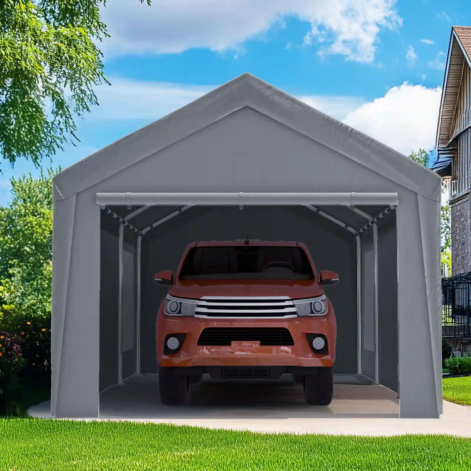 Galvanized Outdoor Garage Boat Shelter Carport Canopy#color_gray