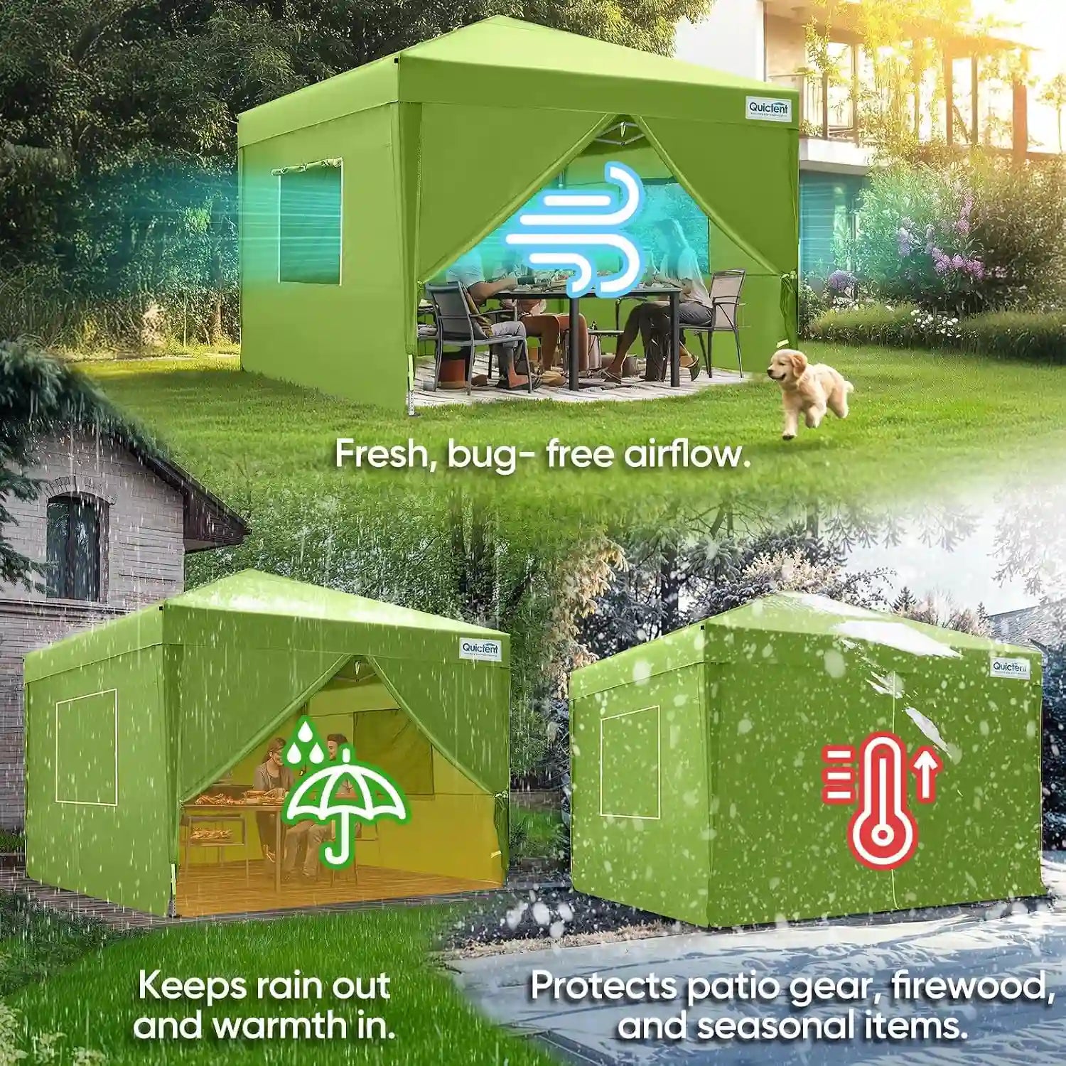 Privacy 10' x 10' Pop Up Canopy with Sides#color_green (Upgraded)