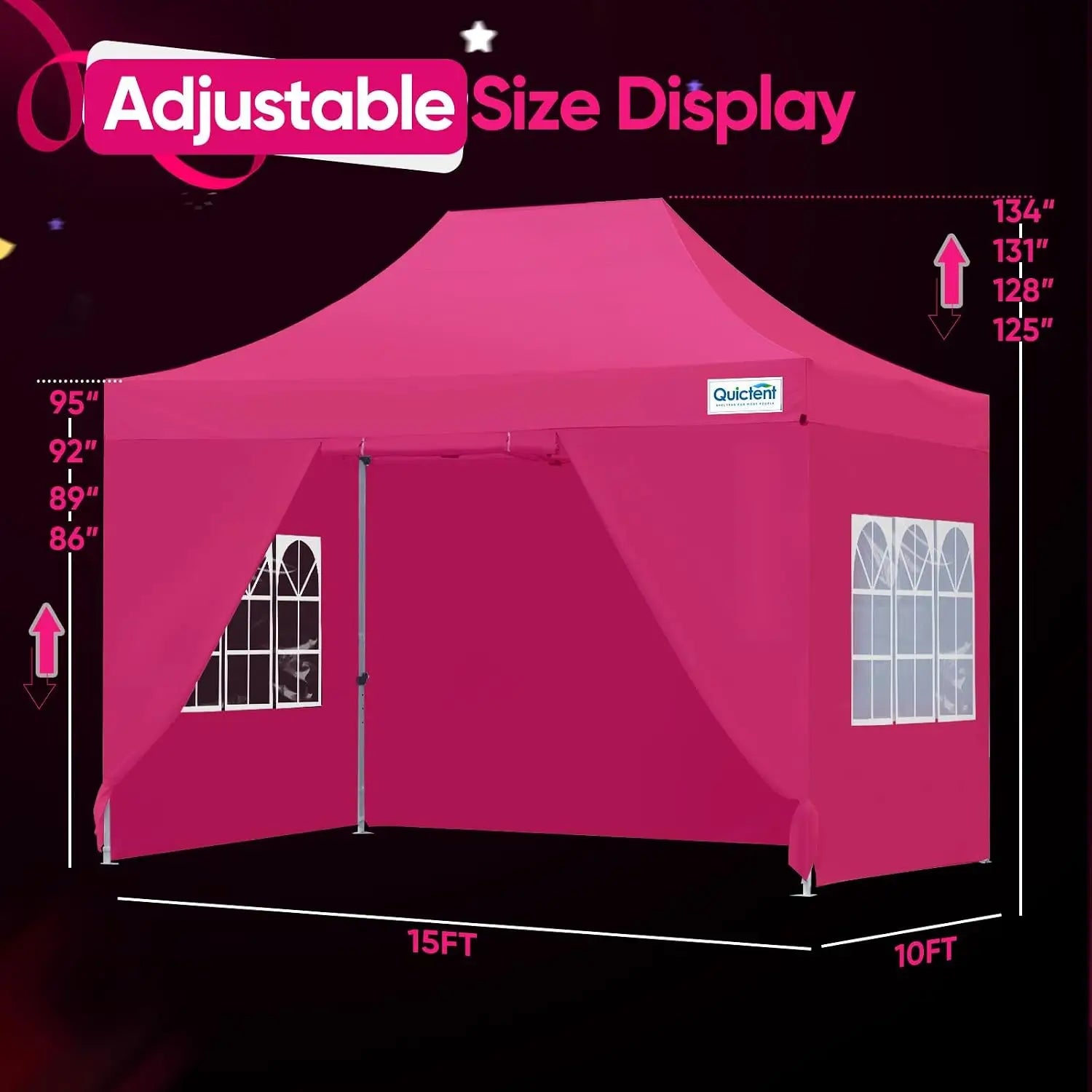Pink pop-up canopy tent with dimension#color_Pink