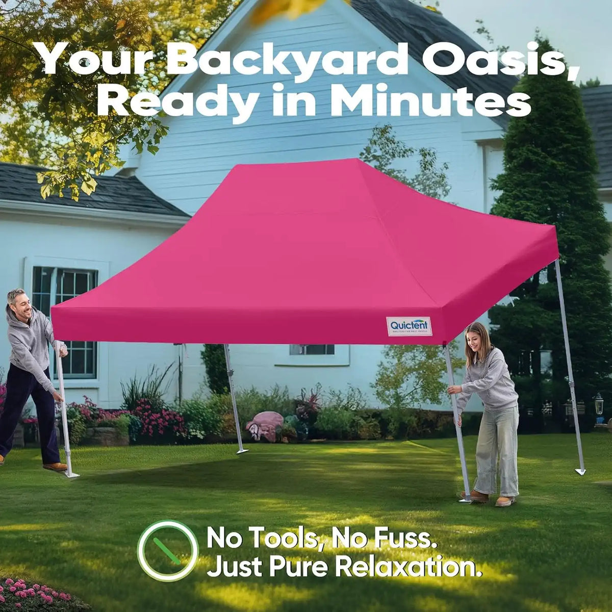 A bright pink Quictent pop-up canopy tent#color_Pink