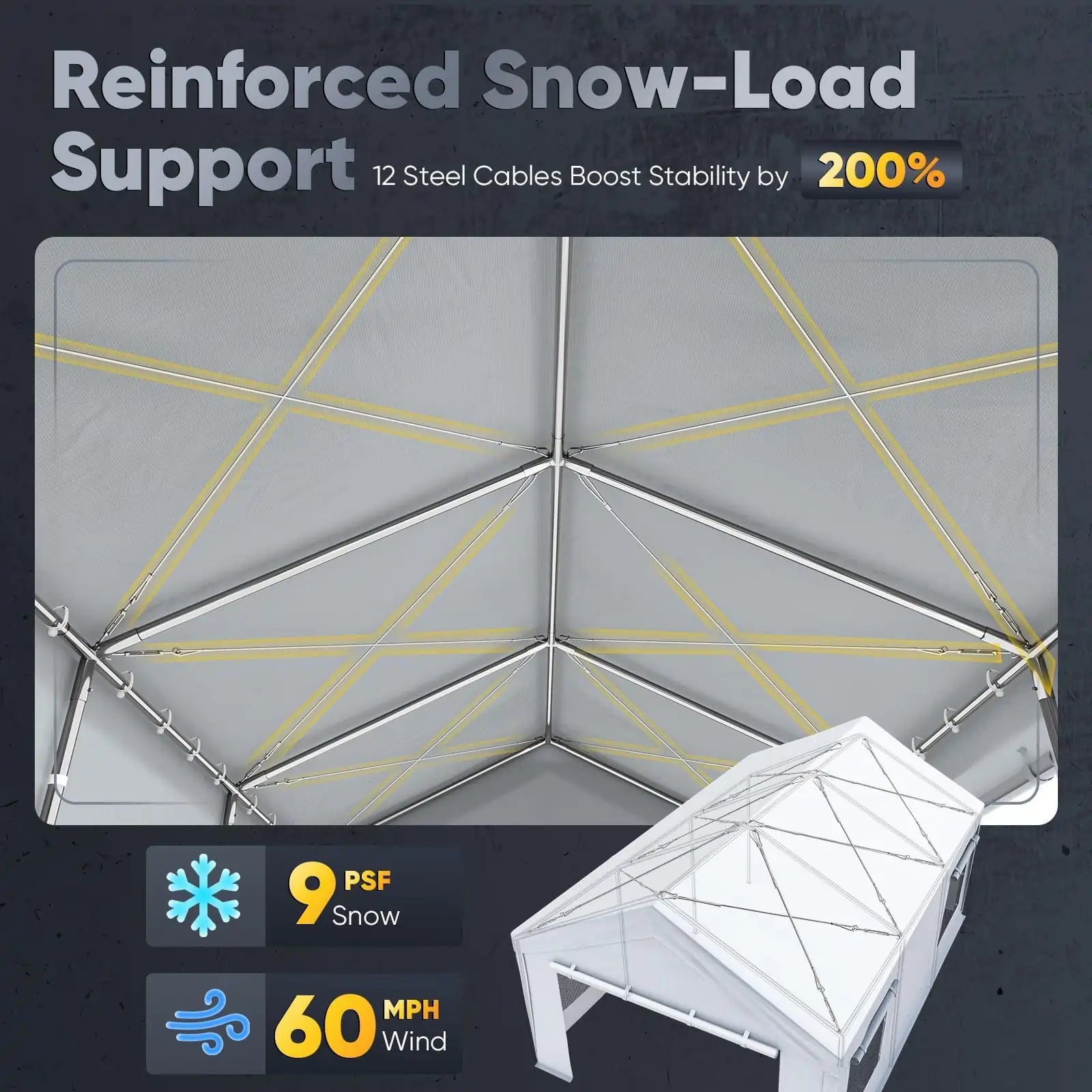 12 Steel Cables for Heavy Snow & Wind#color_white-mesh