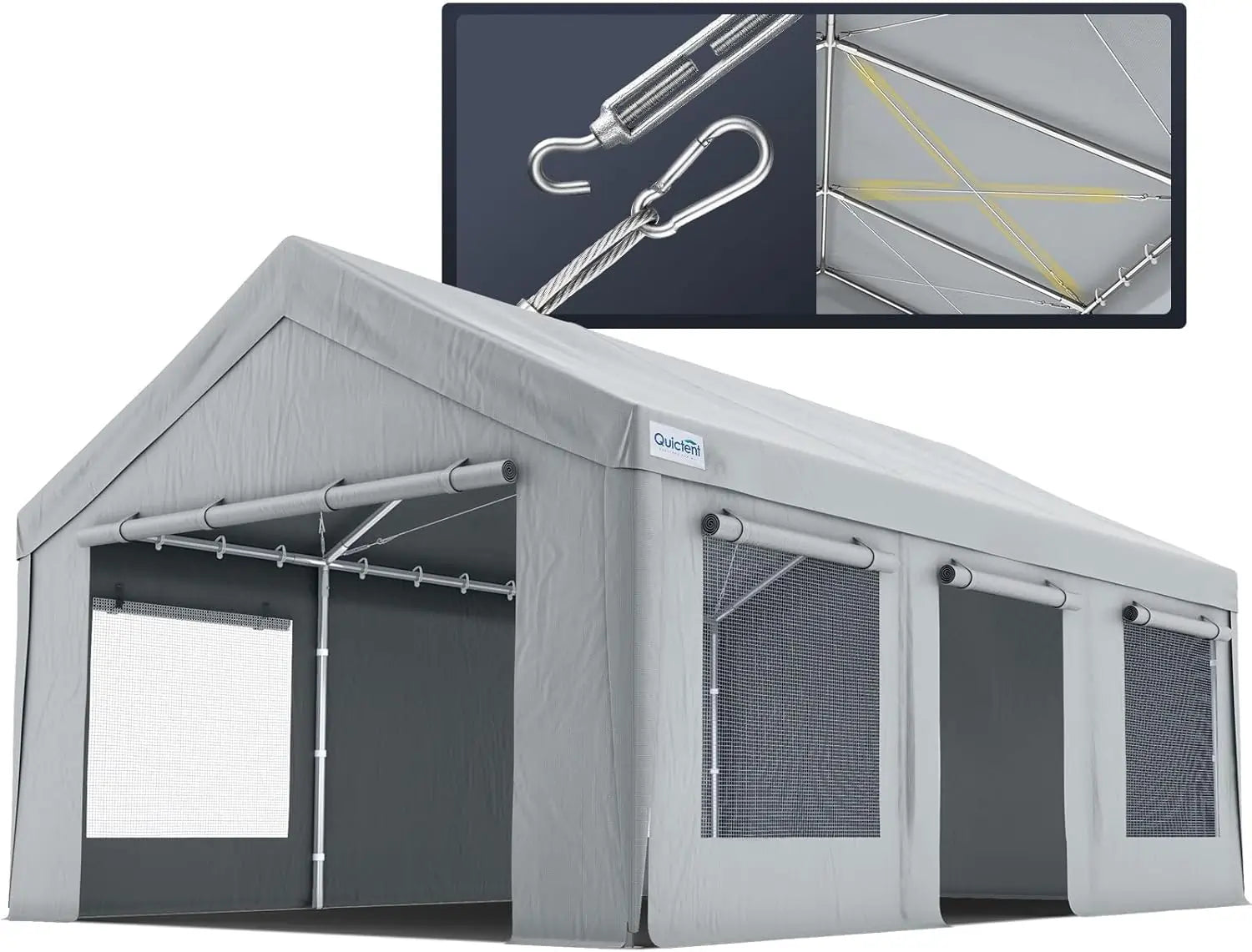 Quictent Heavy Duty 10x20 ft Carport#color_gray-mesh