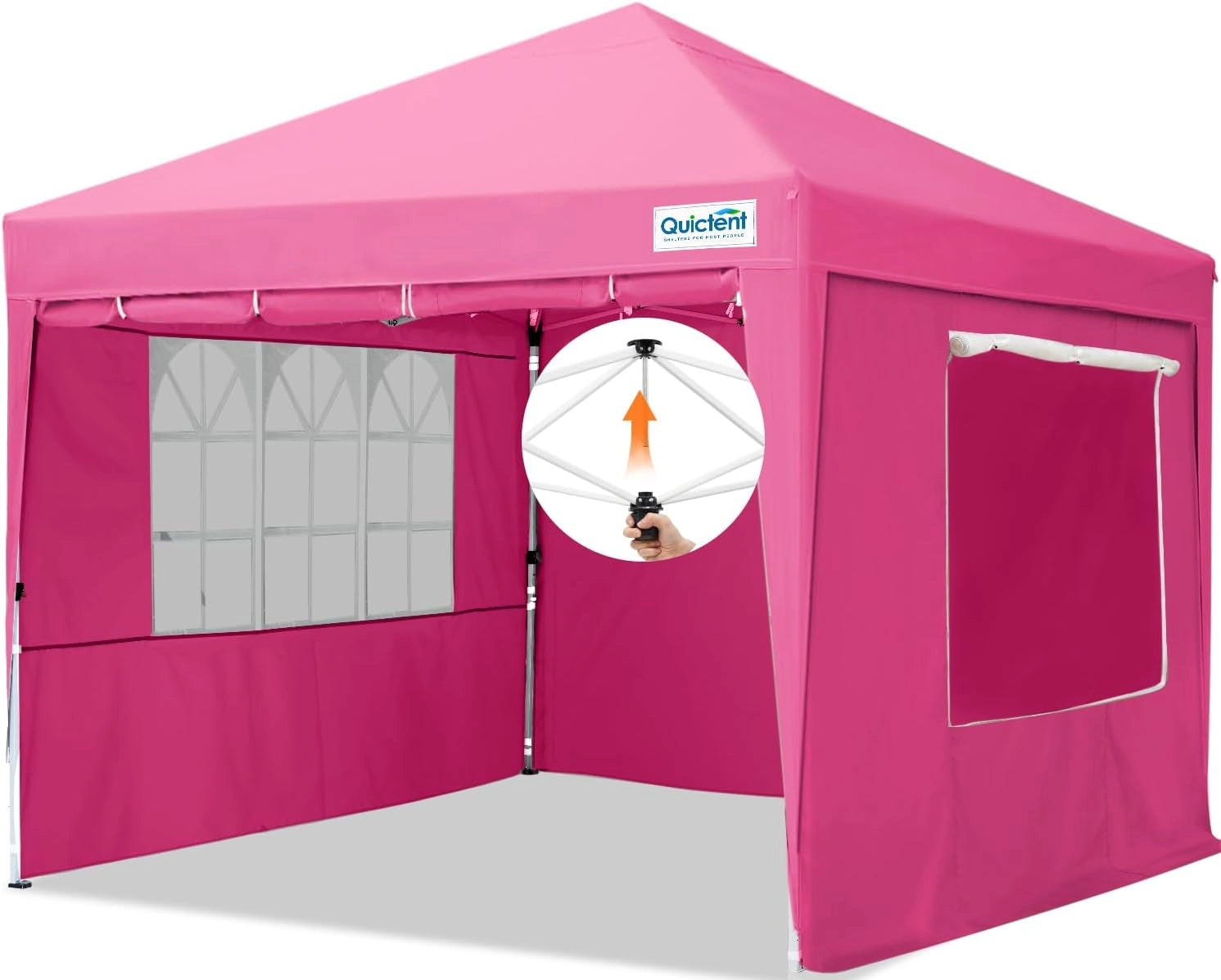Pink 10x10 ft Pop up Canopy with Sidewalls#color_pink