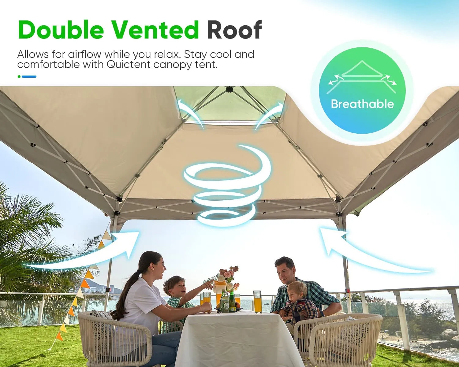 Beige Green 12x12 canopy tent vented roof#color_beige&green
