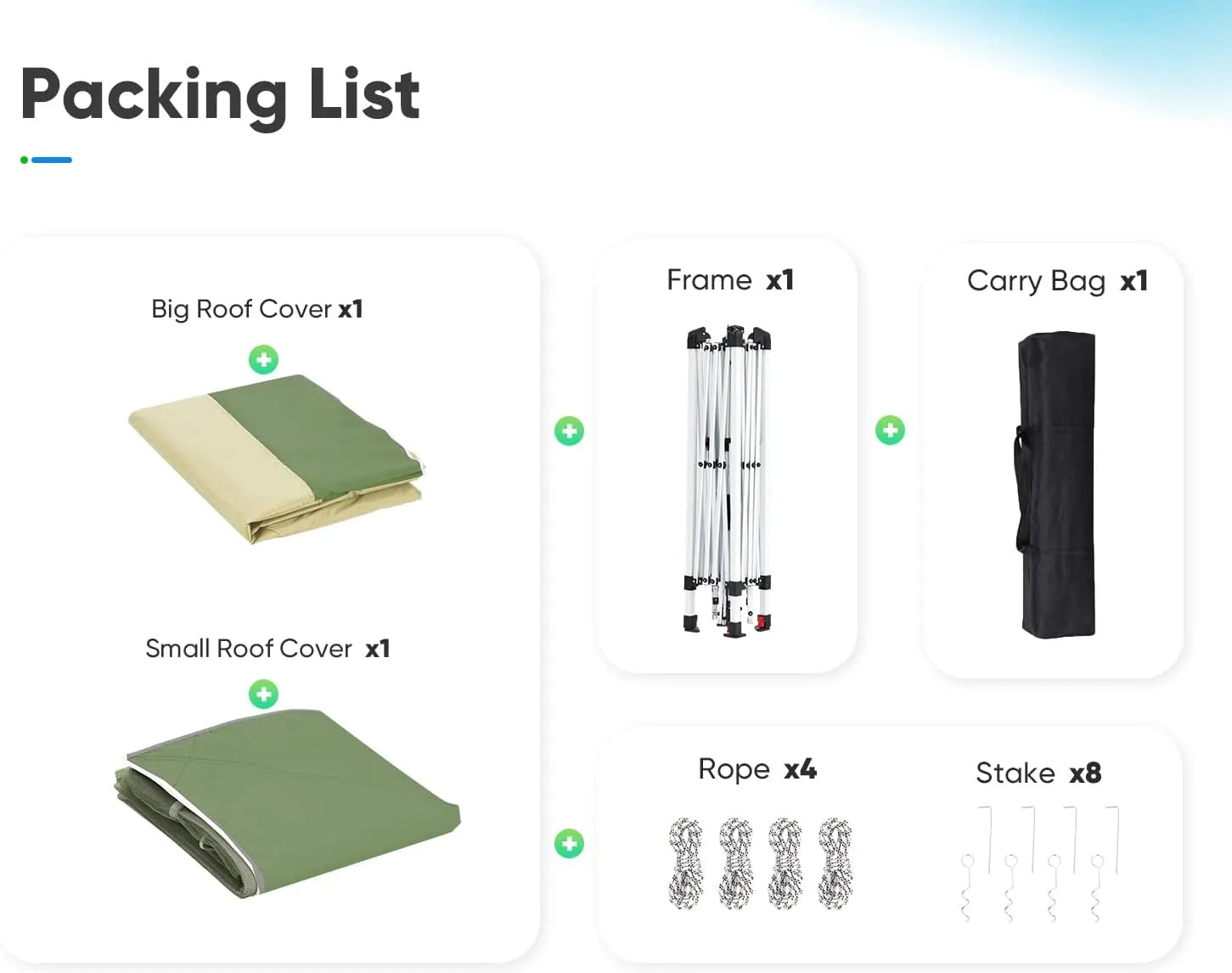 12x12 canopy tent packing list#style_beige&green