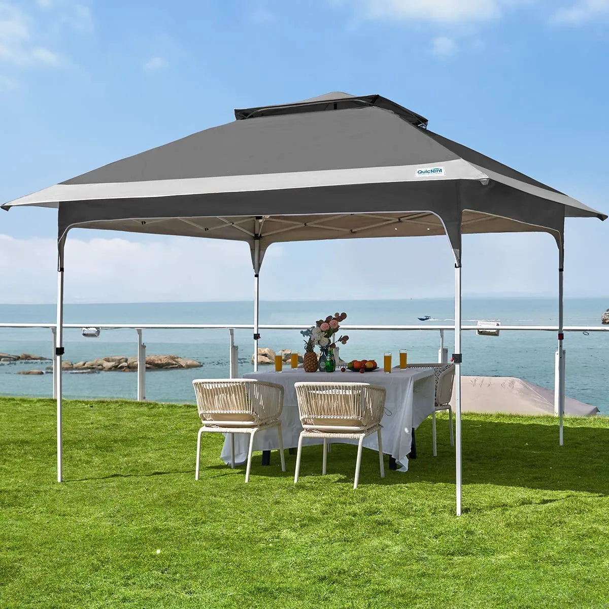 outdoor gazebo tent Pop up Gazebo Canopy Tent, 12FT-Dark Grey&Grey