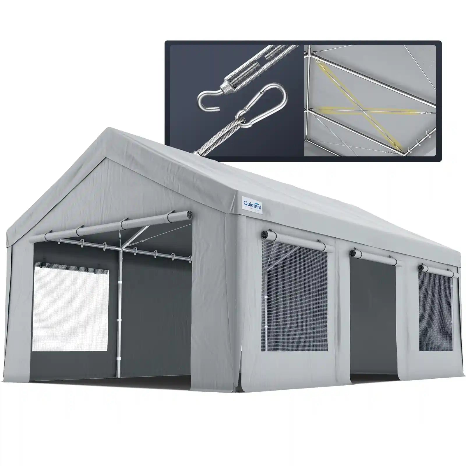 12x20FT Waterproof Storage Shelter#color_12'x20'-Gray