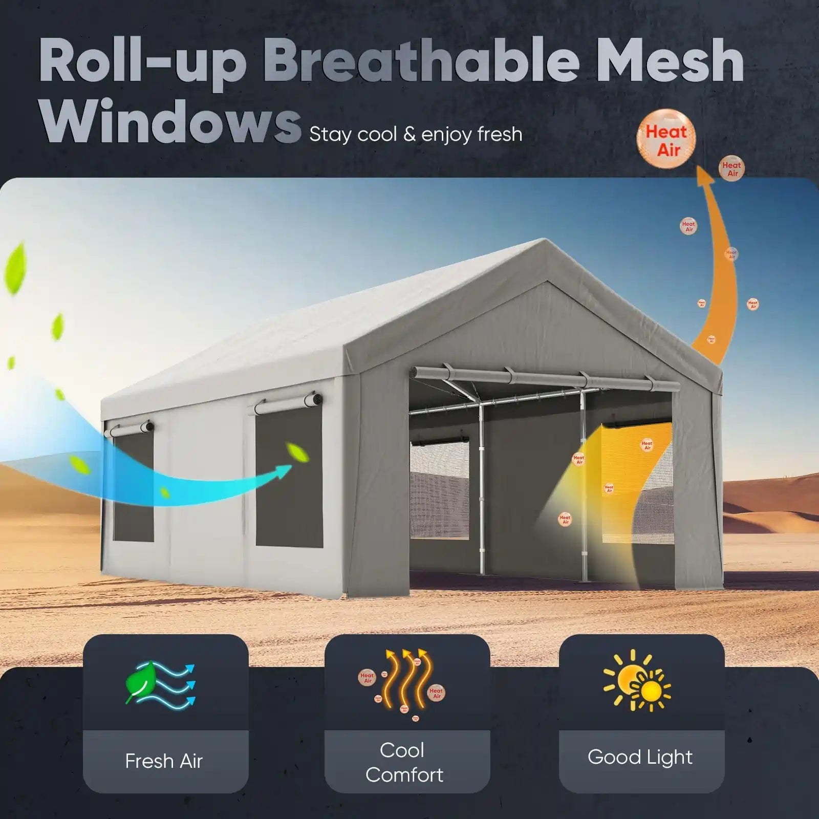 Dual-Purpose Ventilation for Privacy#color_12'x20'-Gray