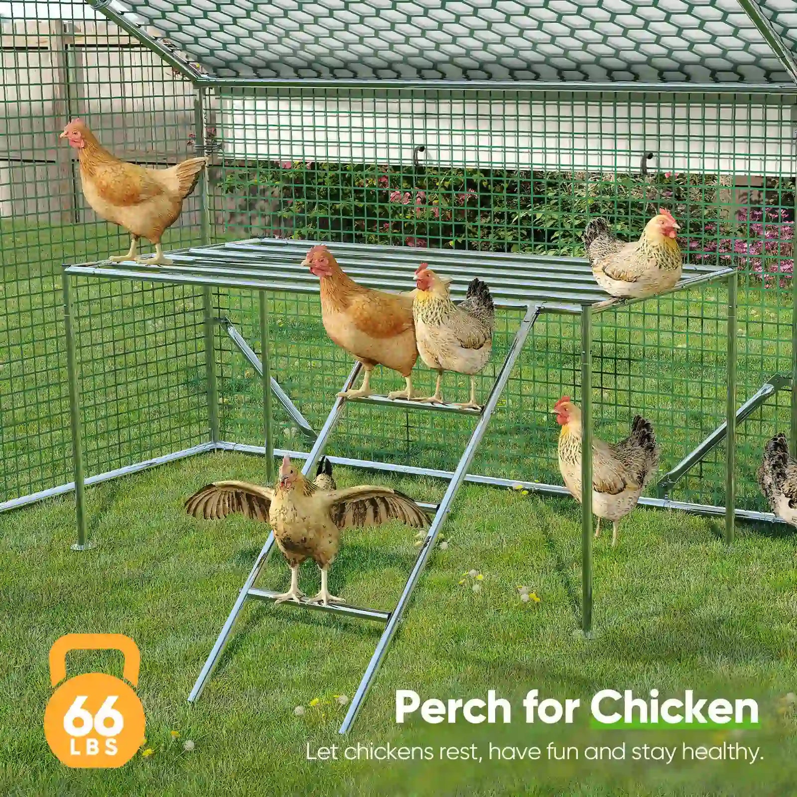 Walk-in Cage Peak Hen House#size_12x9FT HardwareCloth-with ladder