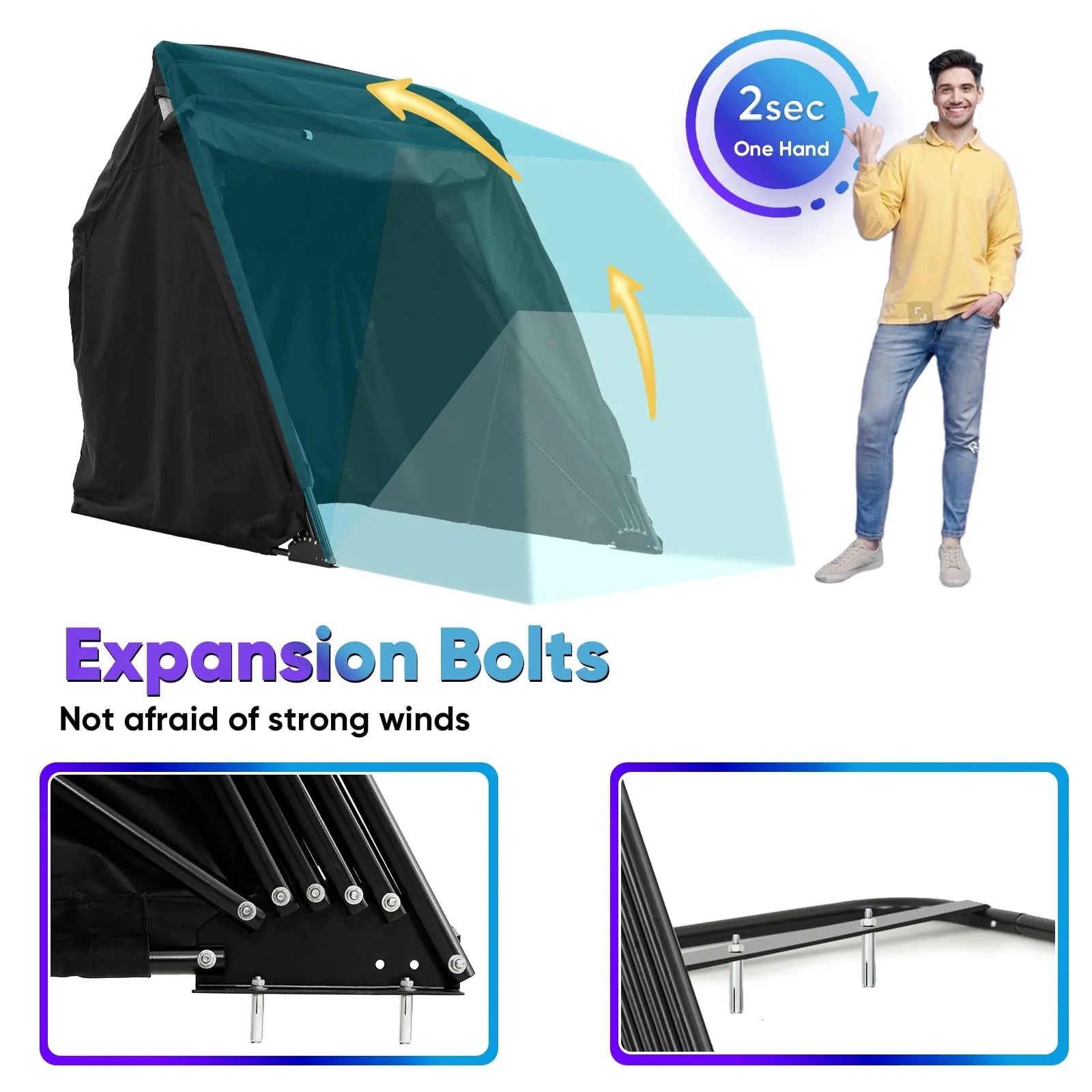 136" x 54" x 75" Motorcycle Shelter with TSA Code Lock