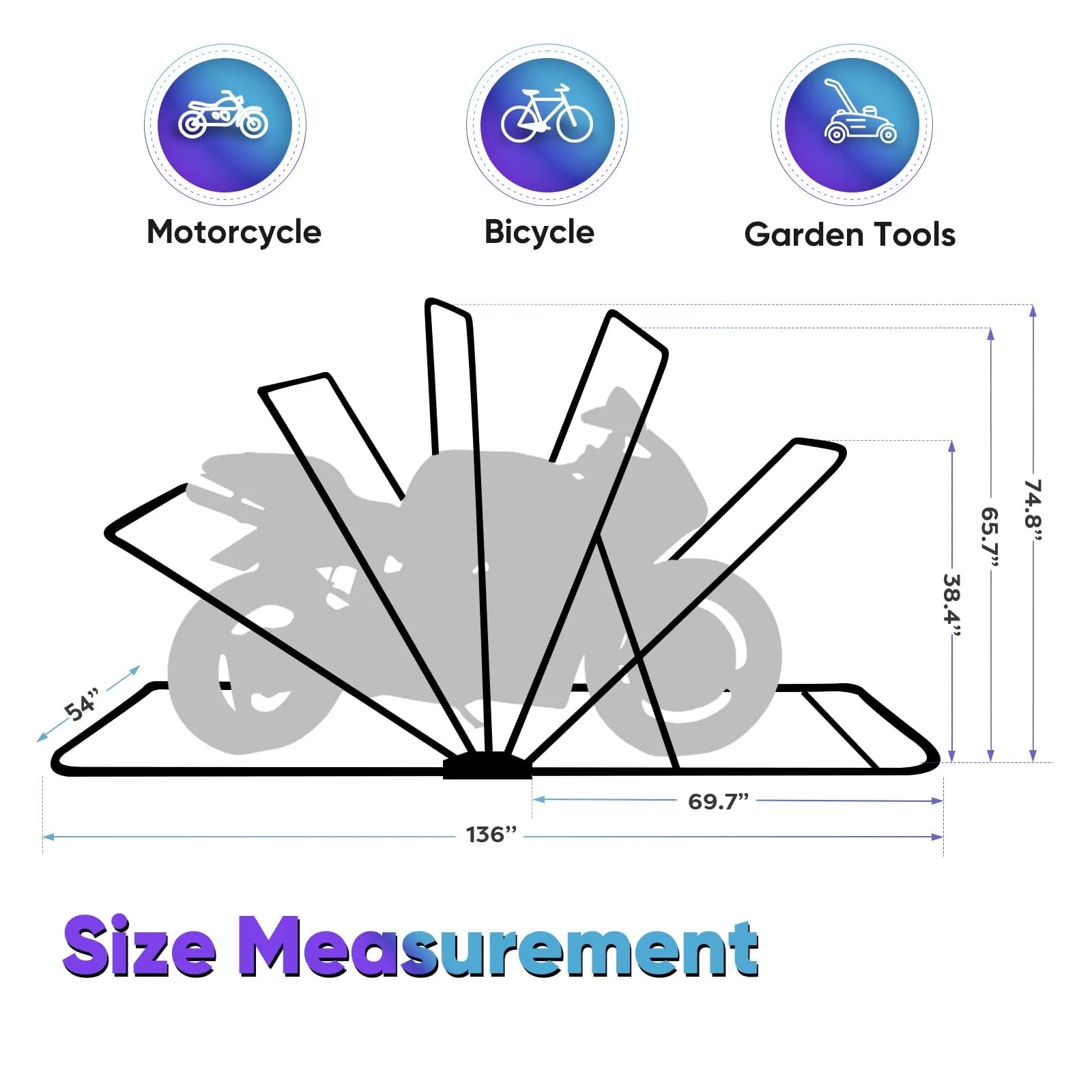 136" x 54" x 75" Motorcycle Shelter with TSA Code Lock