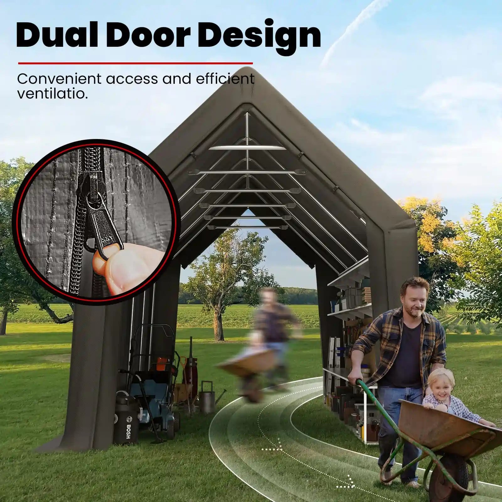 Three-Zipper Door#size_13' x 20'-Peak