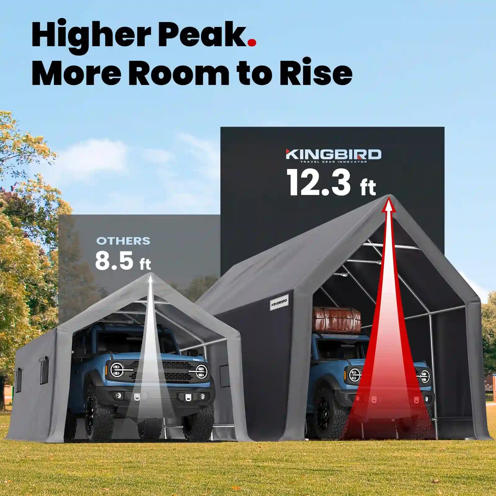 Outdoor Car Canopy Boat Shelter with Reinforced Ground Bars#size_13' x 20'-Peak