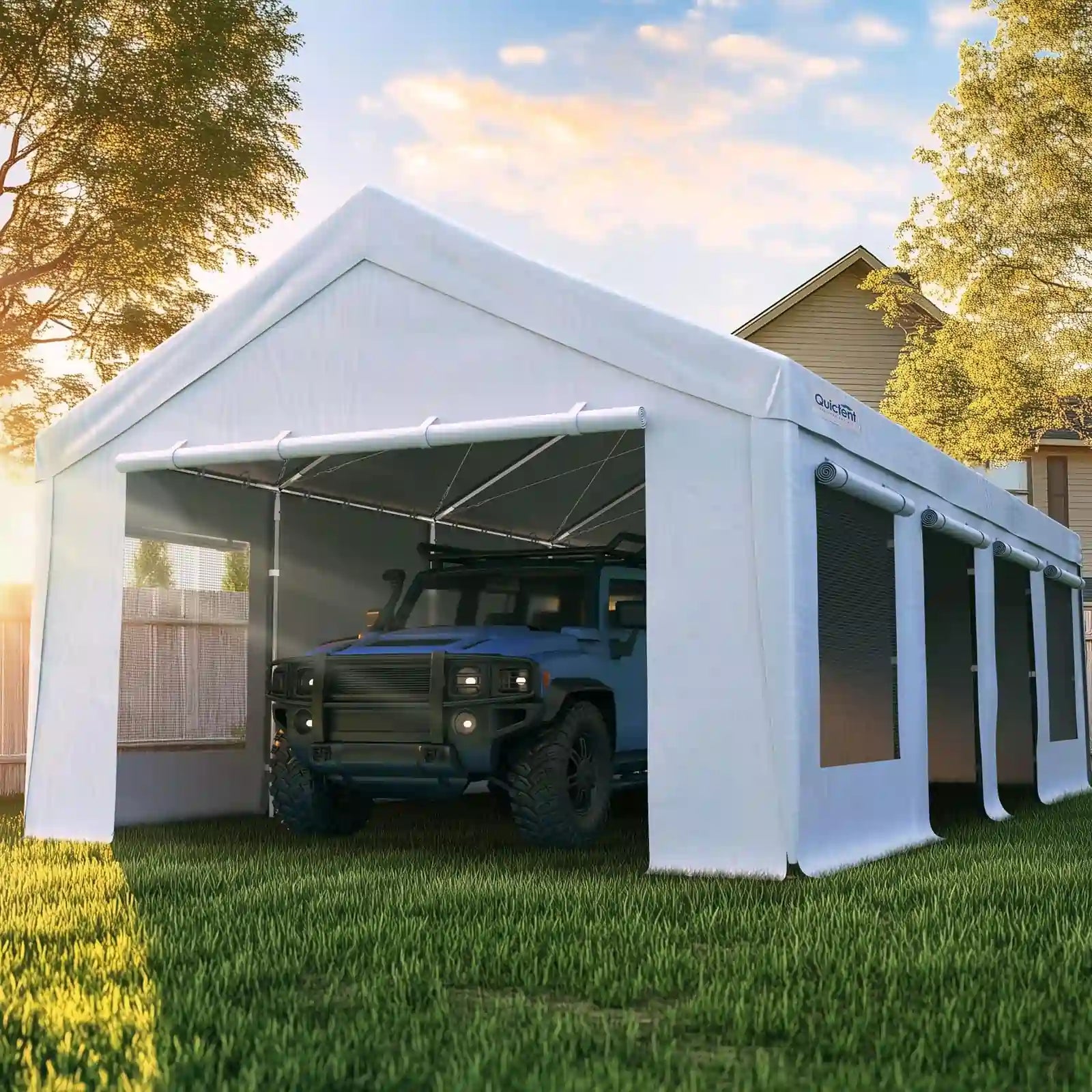 Waterproof Storage Shelter for Car, Boat, RV, Outdoor Equipment#color_13'x25'-White