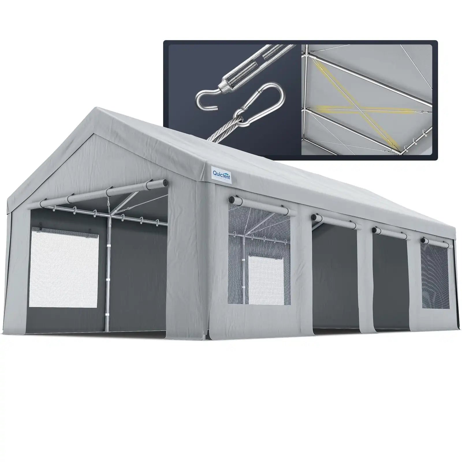 Side Zipper Doors & Snowproof Steel Cables & Ventilated Windows#color_13'x25'-Gray