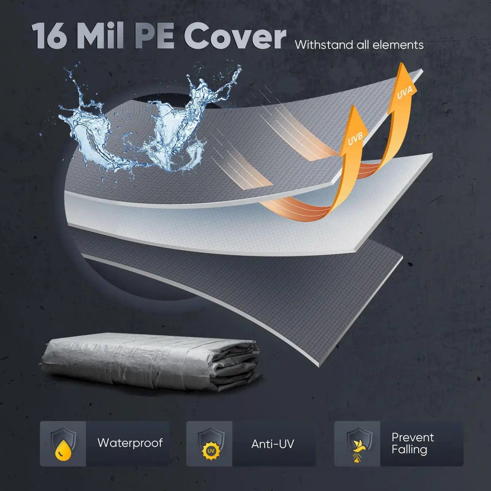 180g thickened 16 Mil PE Cover#color_13'x25'-Gray