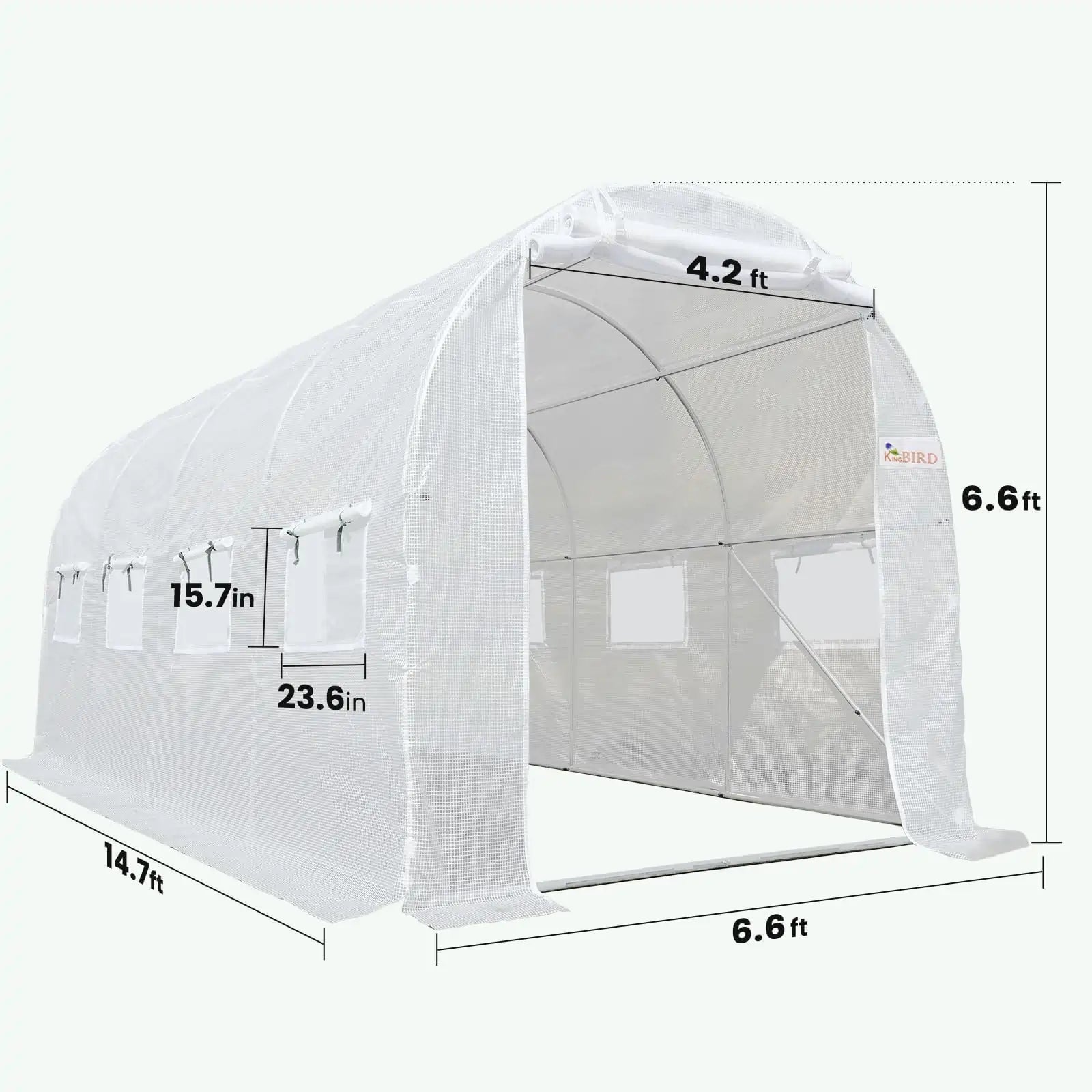 15x6.6x6.6FT Large Walk-in Greenhouse Size#color_white