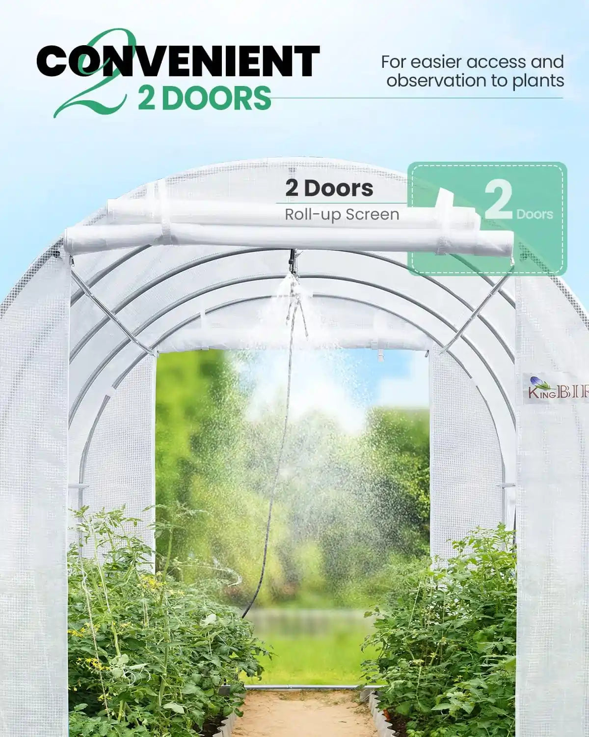 2 doors roll-up screen for easier access#color_White with Watering