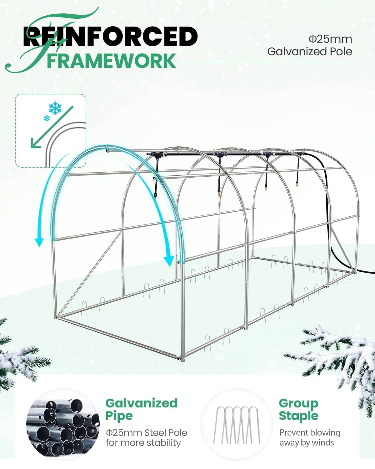25mm steel pole for more stability#color_White with Watering