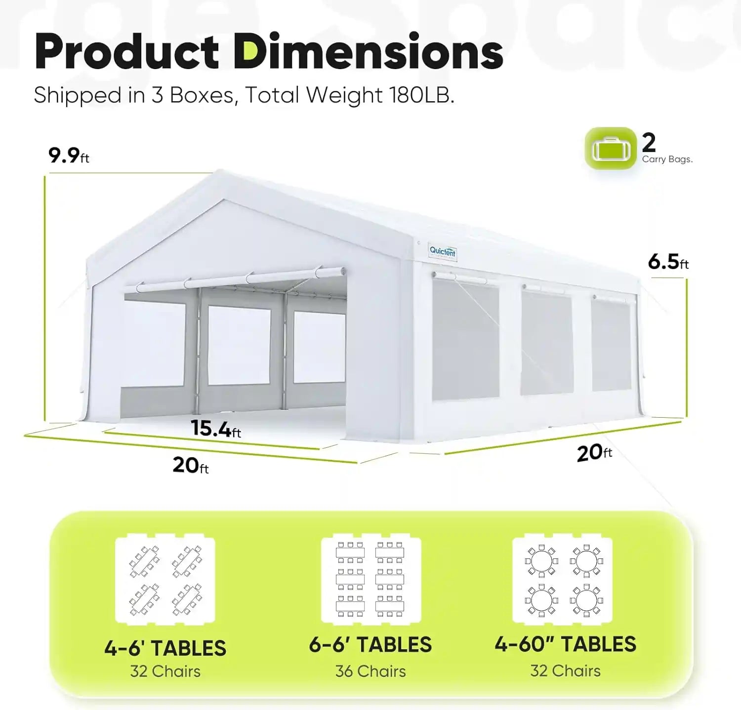 20'x20' Party Tent with Ventilated Mesh Window Size#size_20' x 20'