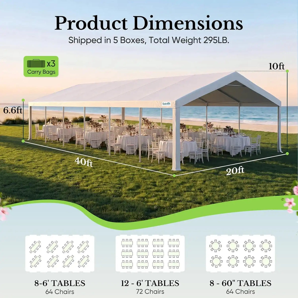 Party tent with dimensions#style_Mesh Window