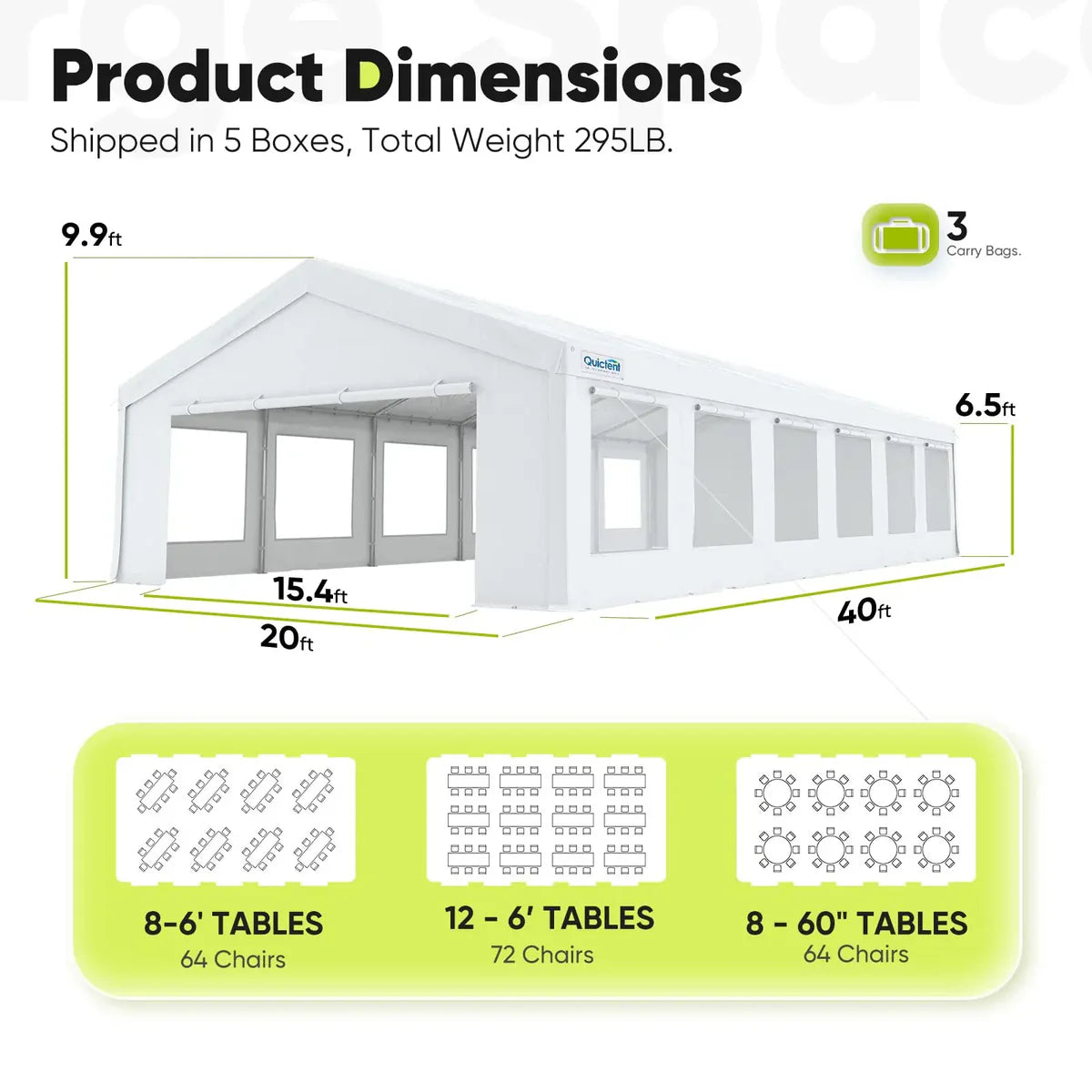 Party tent with dimensions#style_Mesh Window