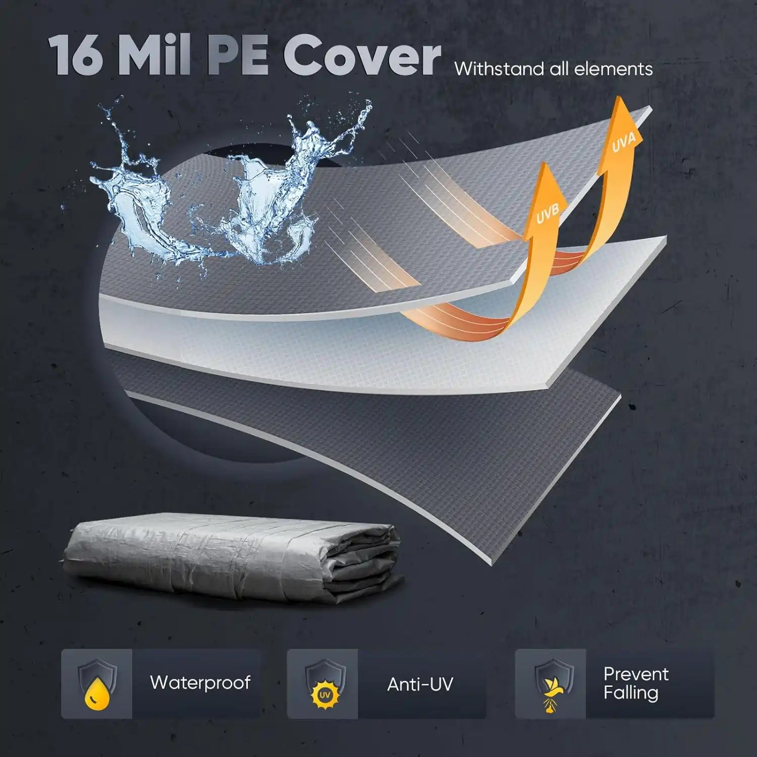 180g thickened waterproof tarp#color_20'x20'-Gray w/Steel Cables