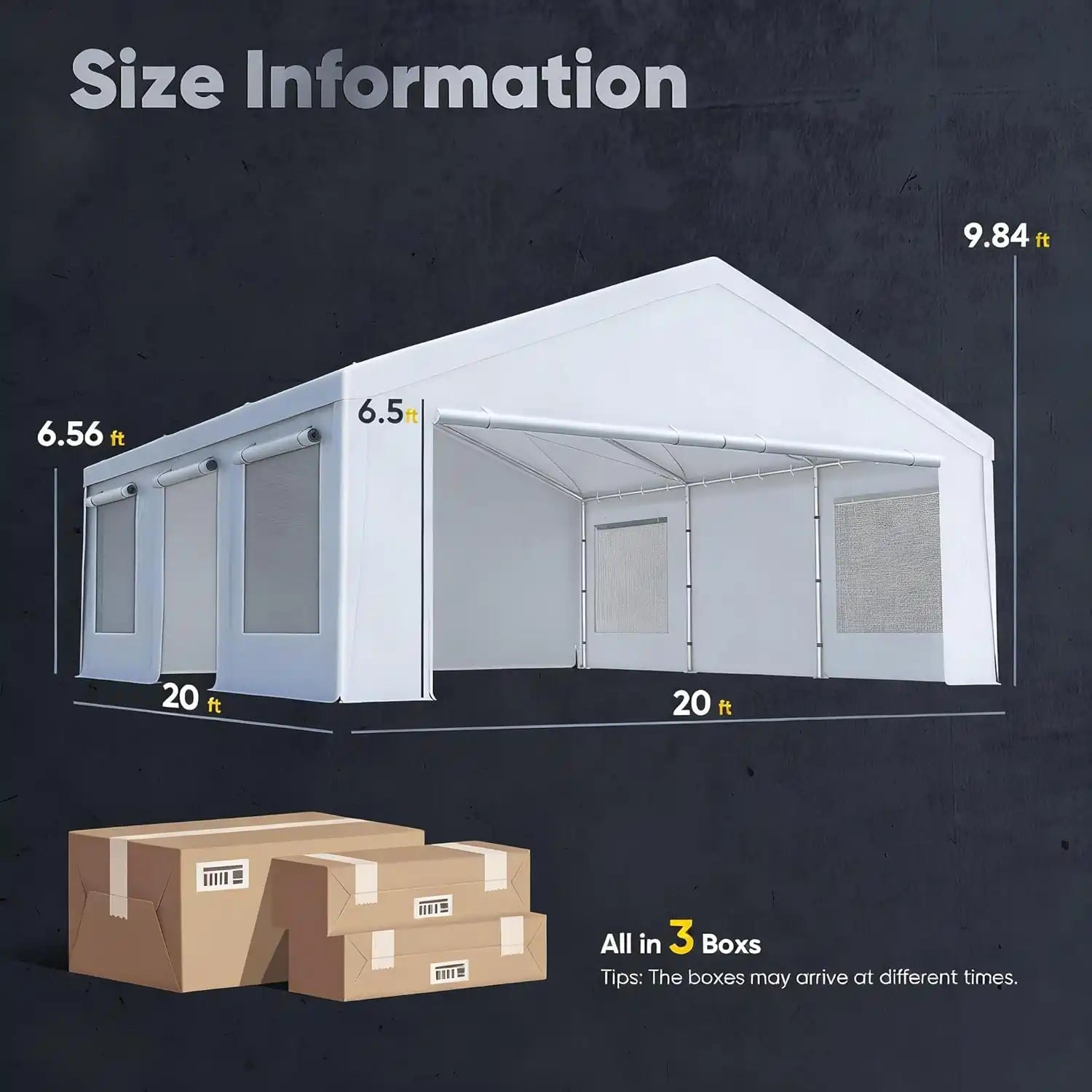Size#color_20'x20'-White w/Steel Cables