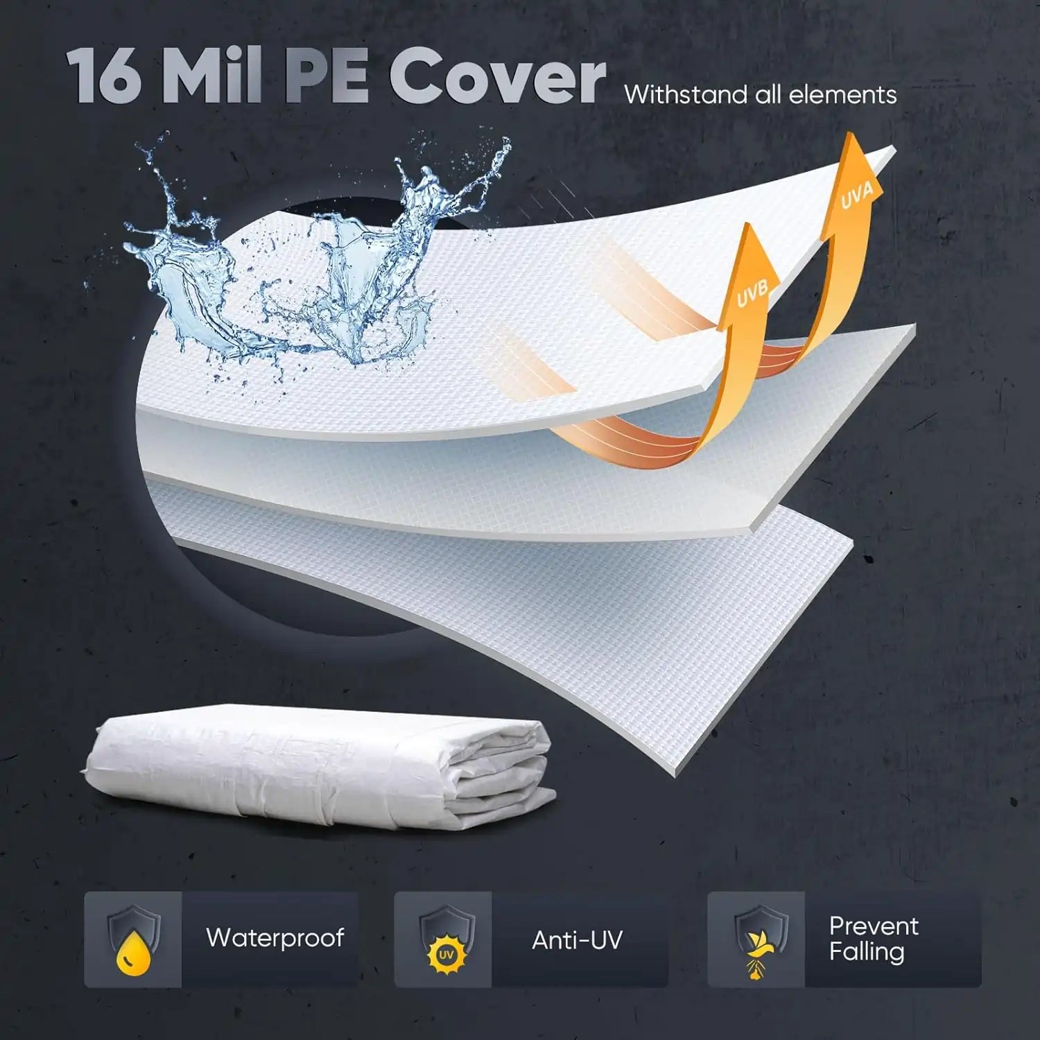 16 Mil PE Cover#color_20'x20'-White w/Steel Cables