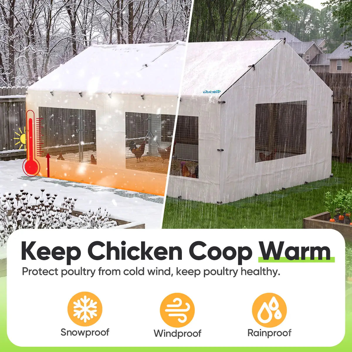 2 Sidewalls+1 Rear Wall for 12X9FT Metal Chicken Coop Run