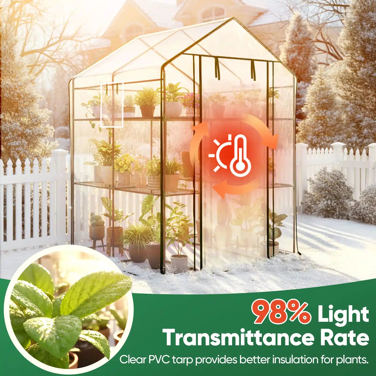 56"x56"x77" Walk-in Greenhouse