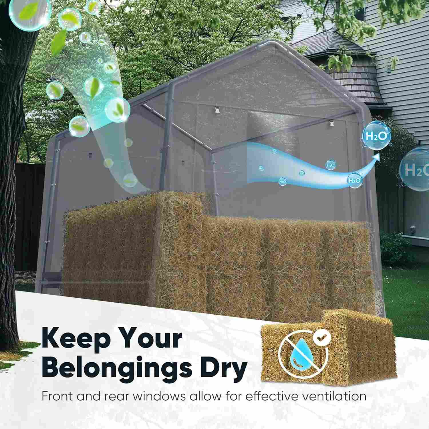 6' x 8' Portable Garage Outdoor Storage Shed Silver Gray