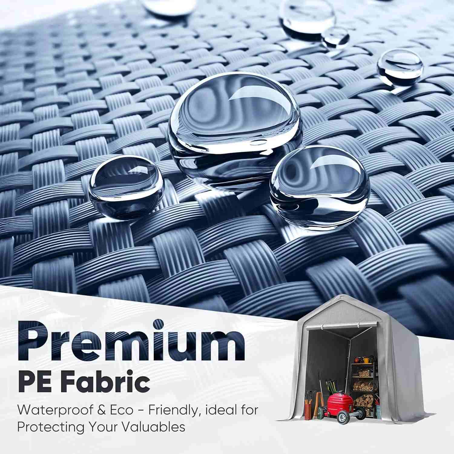 6' x 8' Portable Garage Outdoor Storage Shed Silver Gray