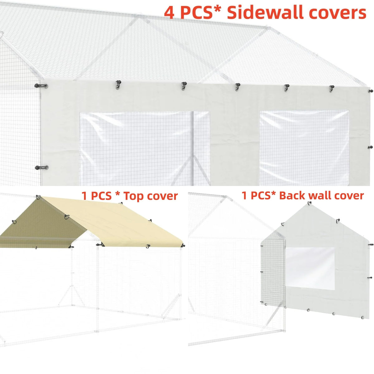 6-piece Winter Accessory Kit for 18x9FT/24x9FT Peaked-roof Chicken Run