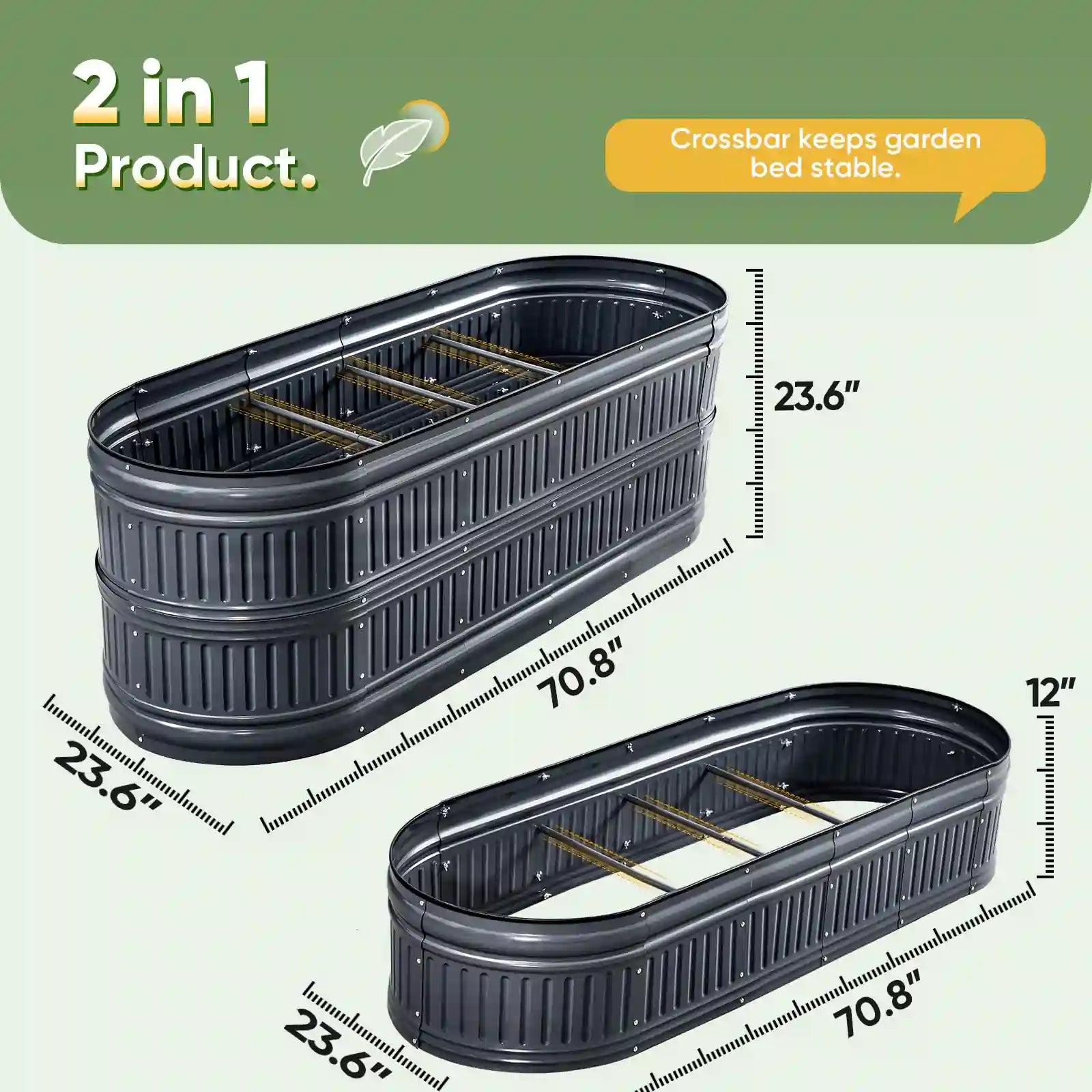 6x2x1FT Garden Box Outdoor for Gardening#color_dark gray