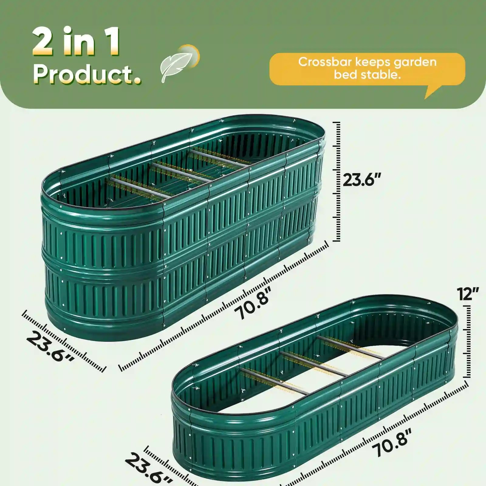 Upgraded 6X2X1FT Raised Garden Bed#color_dark green
