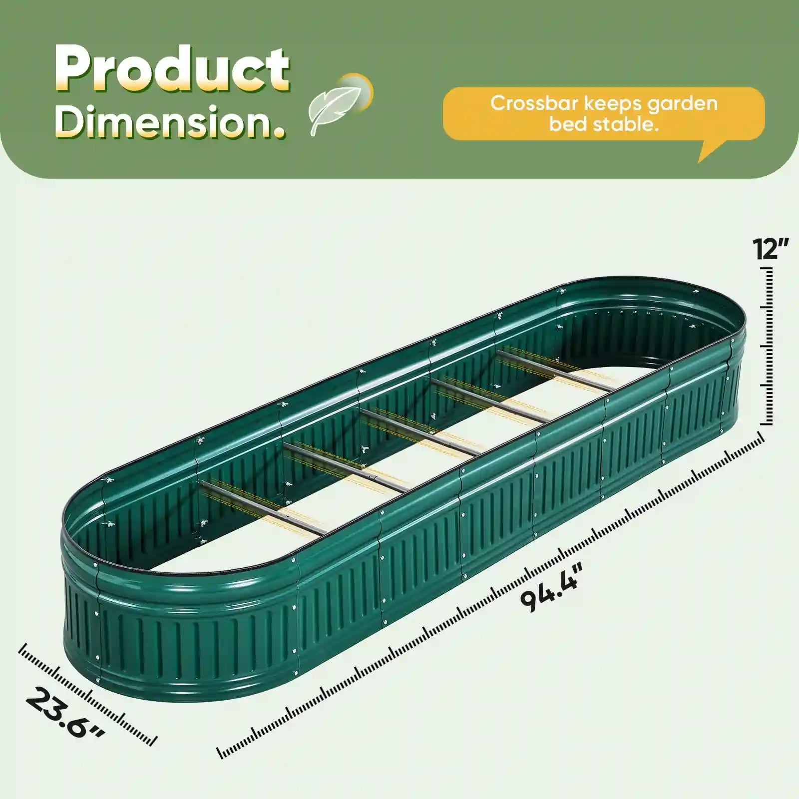 94"x24"x12" Oval Upgraded Raised Garden Bed