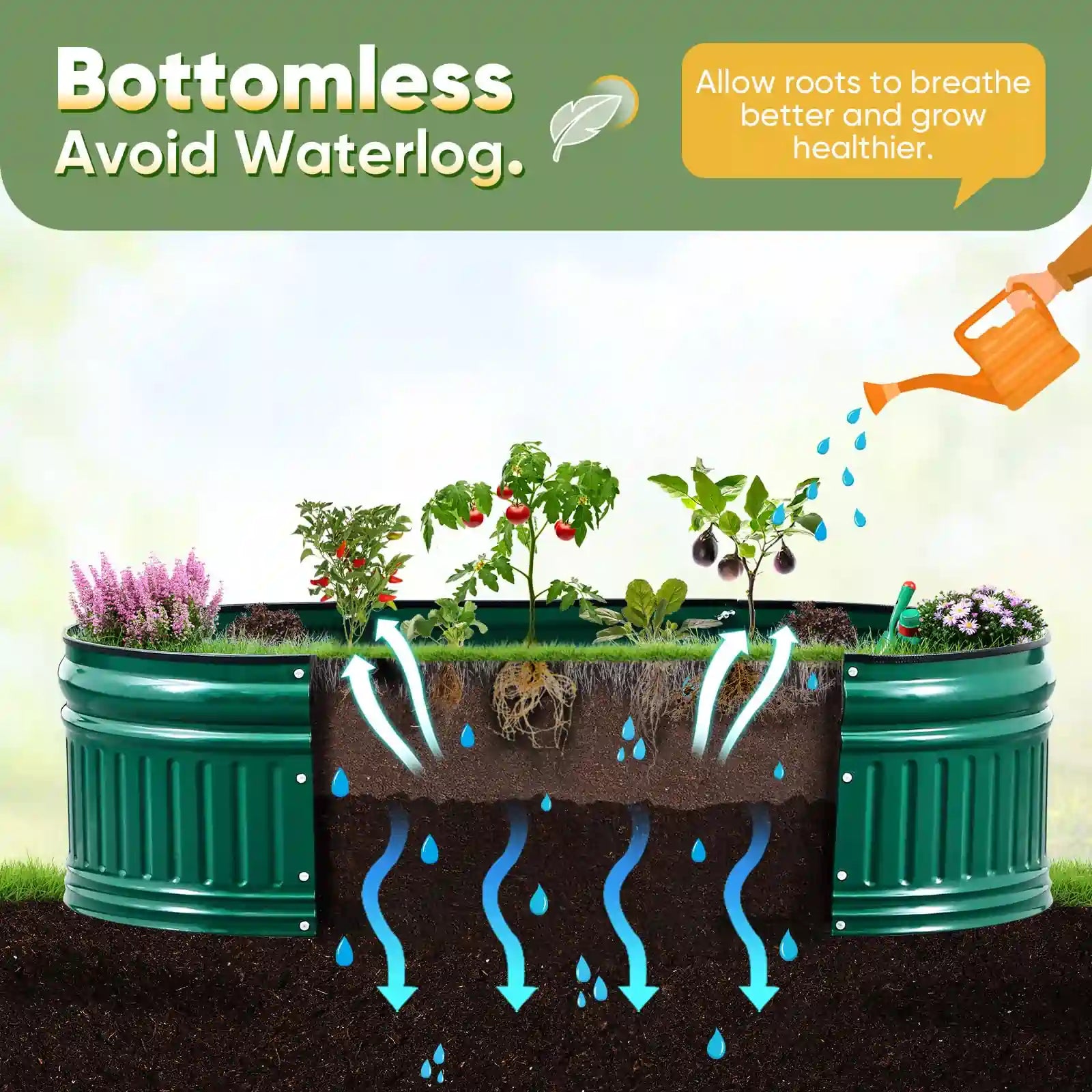 94"x24"x12" Oval Upgraded Raised Garden Bed