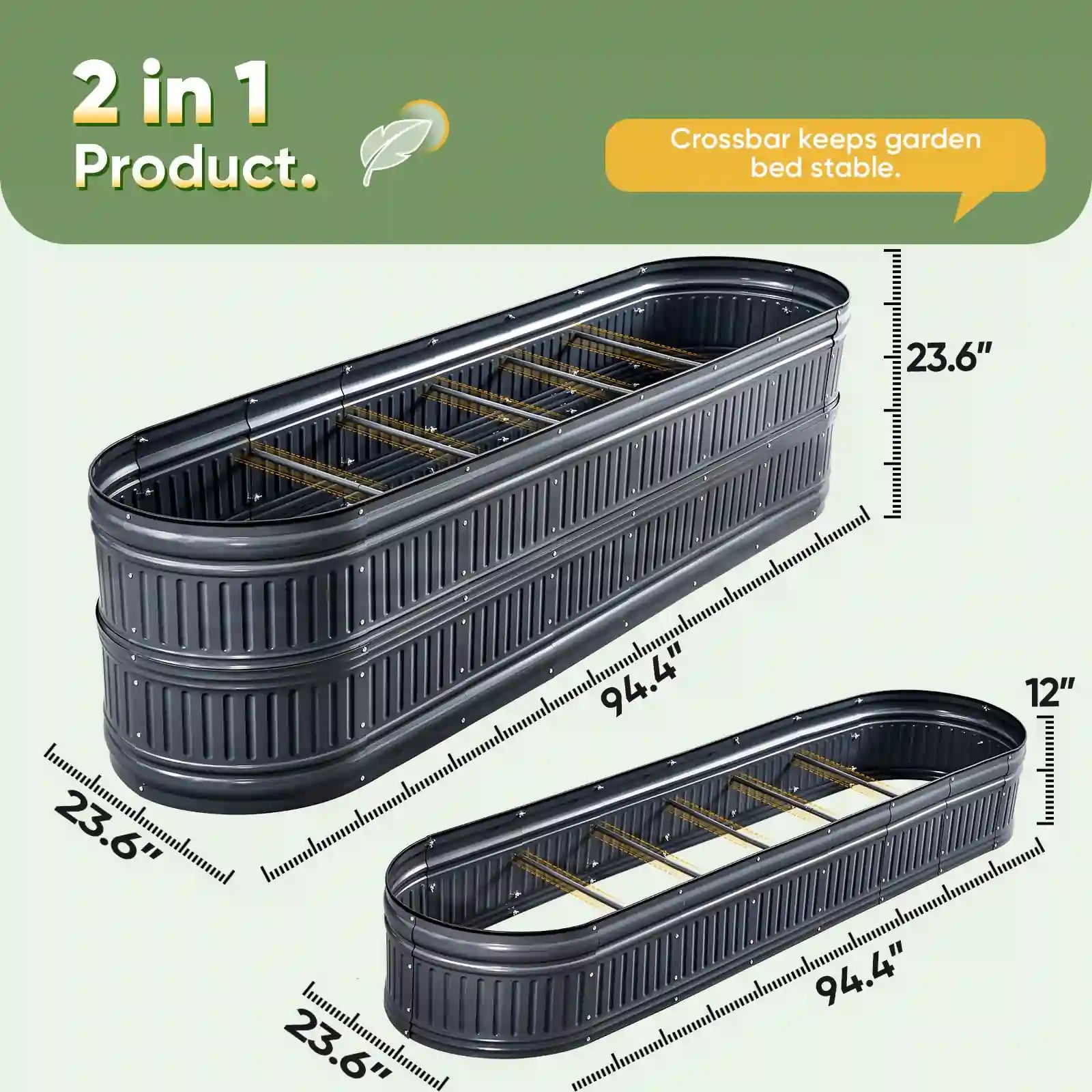 8x2x1FT Garden Box#color_dark gray