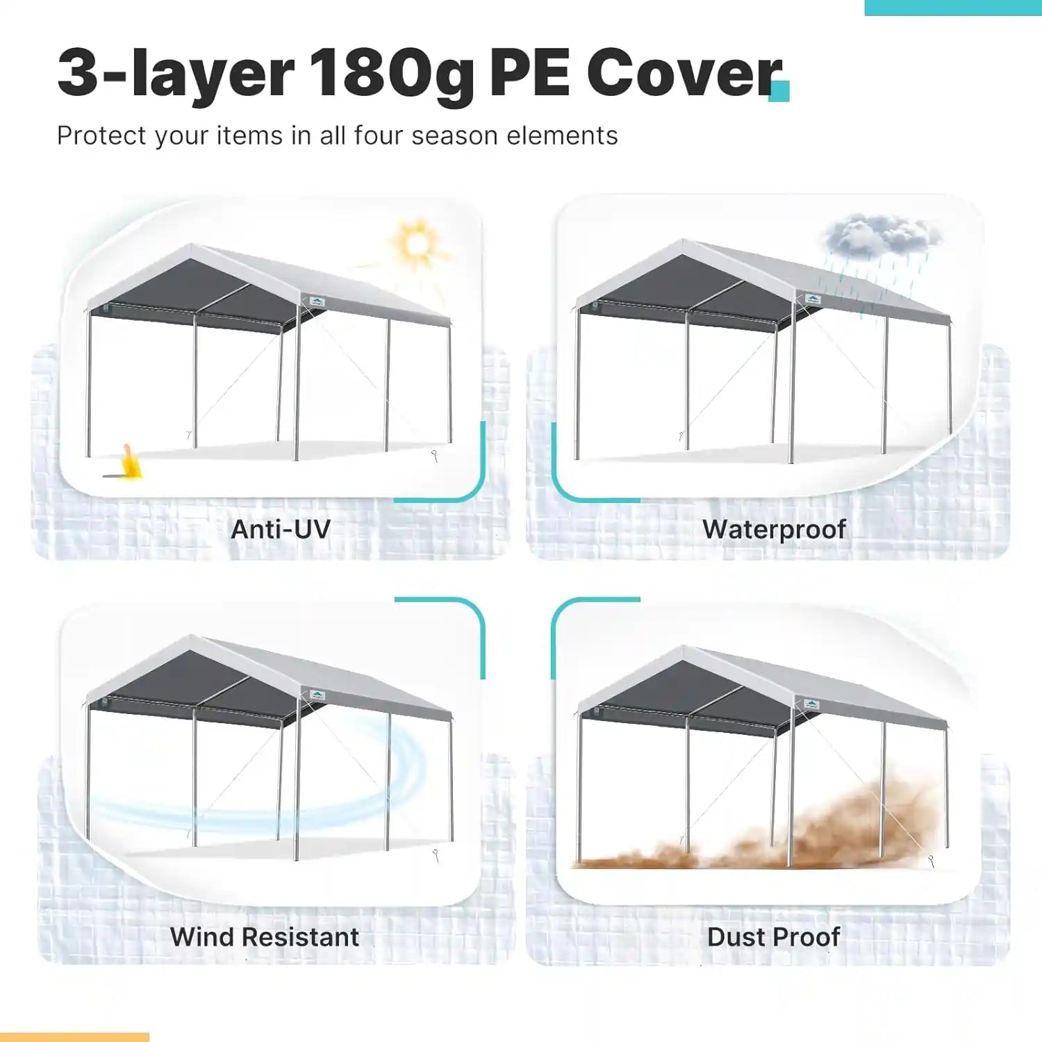 Waterproof Canopy Cover#color_gray-10'x15'