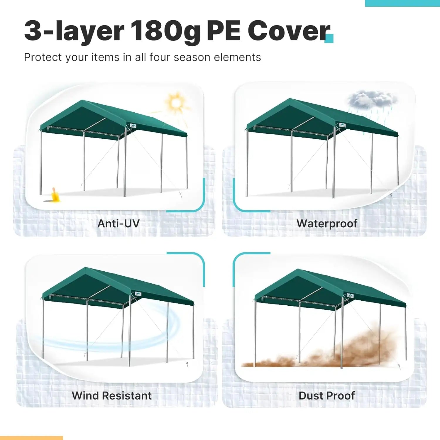 triple-layer 180g polyethylene fabric#color_green-10'x15'
