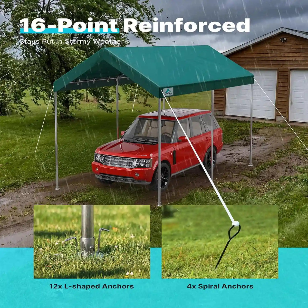 Car Canopy#style_green-10'x15'