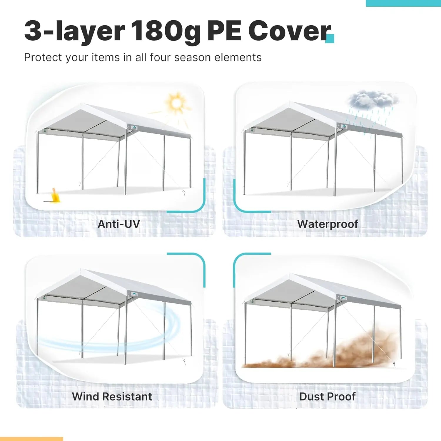 3-layer 180g PE cover#color_white-10'x15'