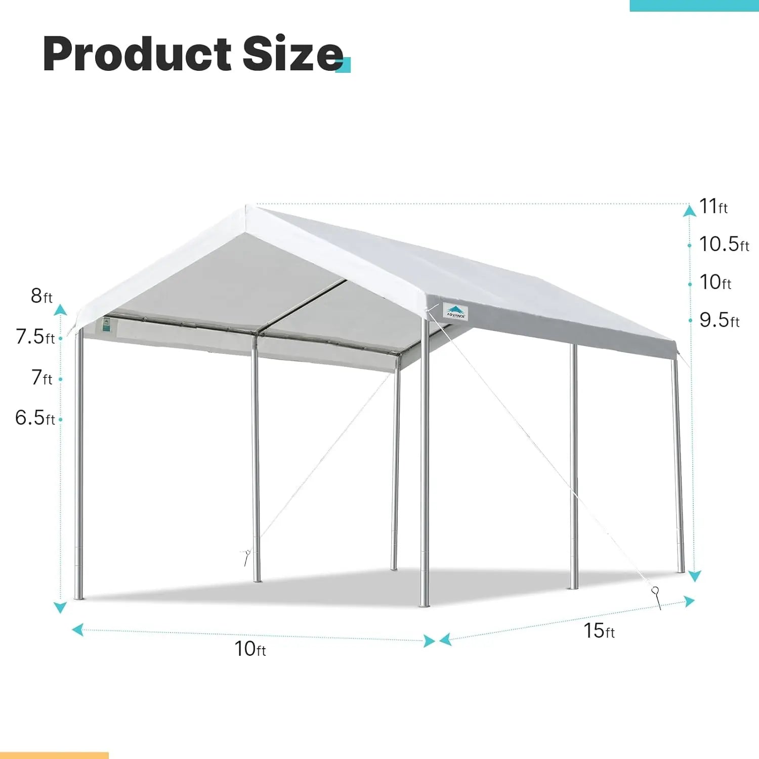 canopy tent dimensions#color_white-10'x15'
