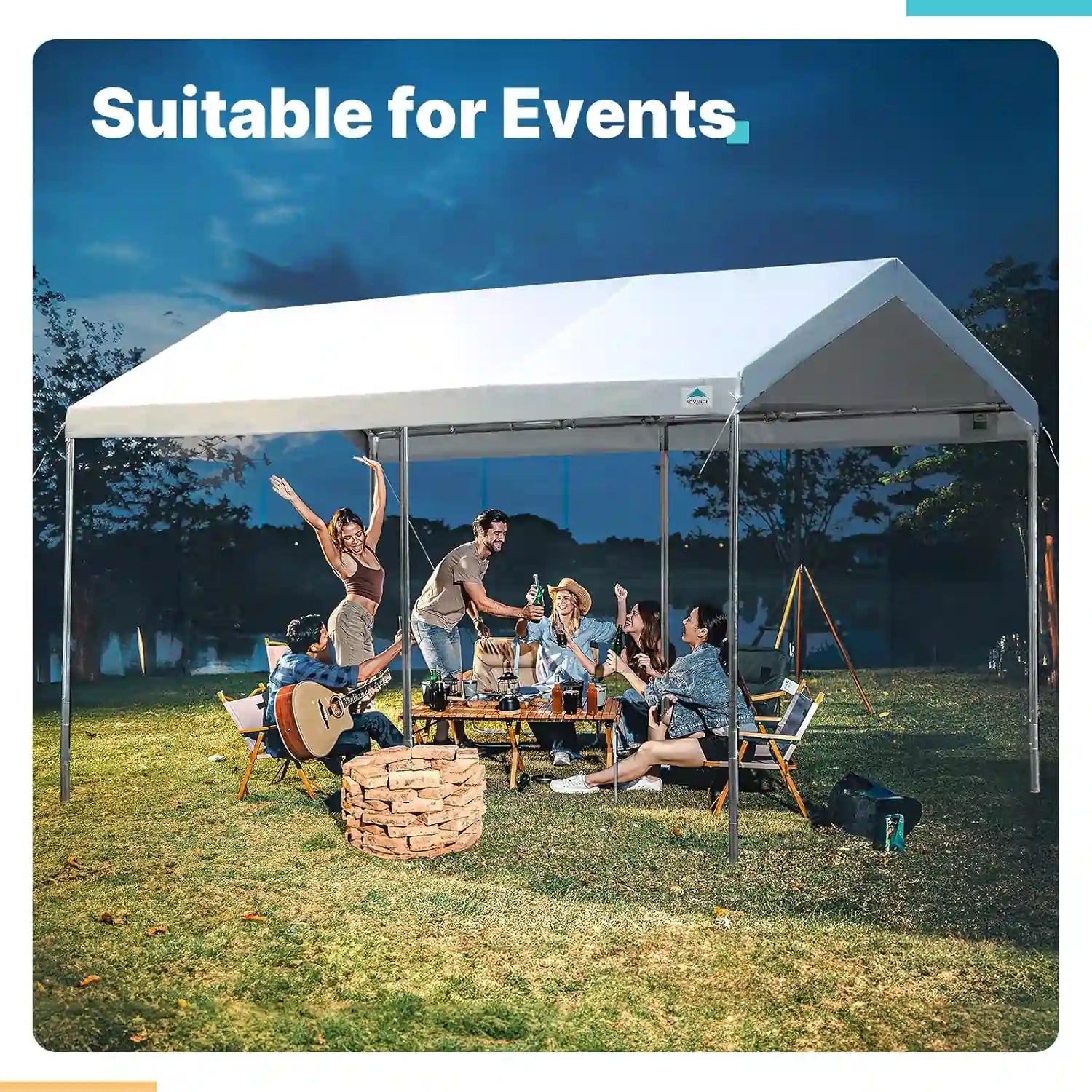 Car Canopy Garage#color_white-10'x15'