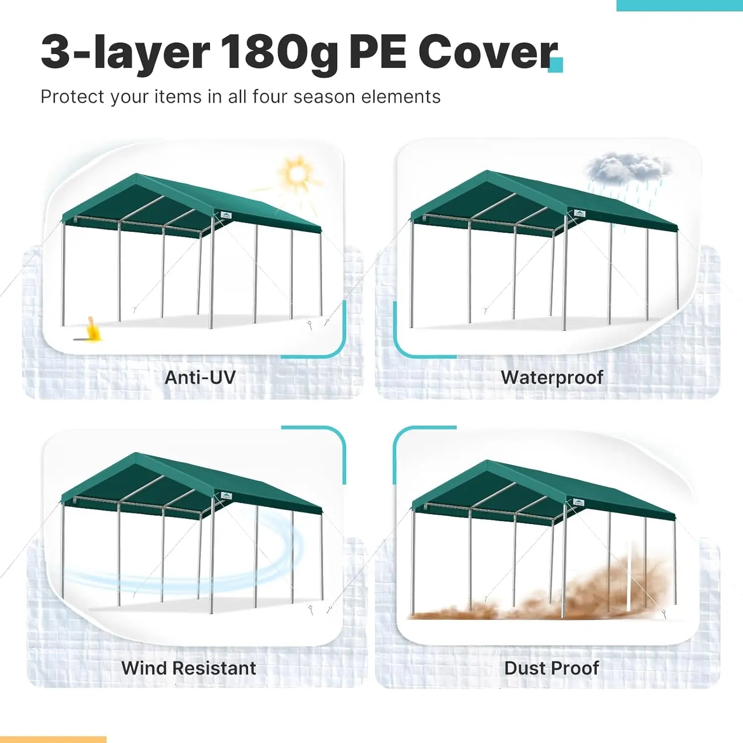 triple-layer 180g polyethylene fabric#color_green-10'x20'