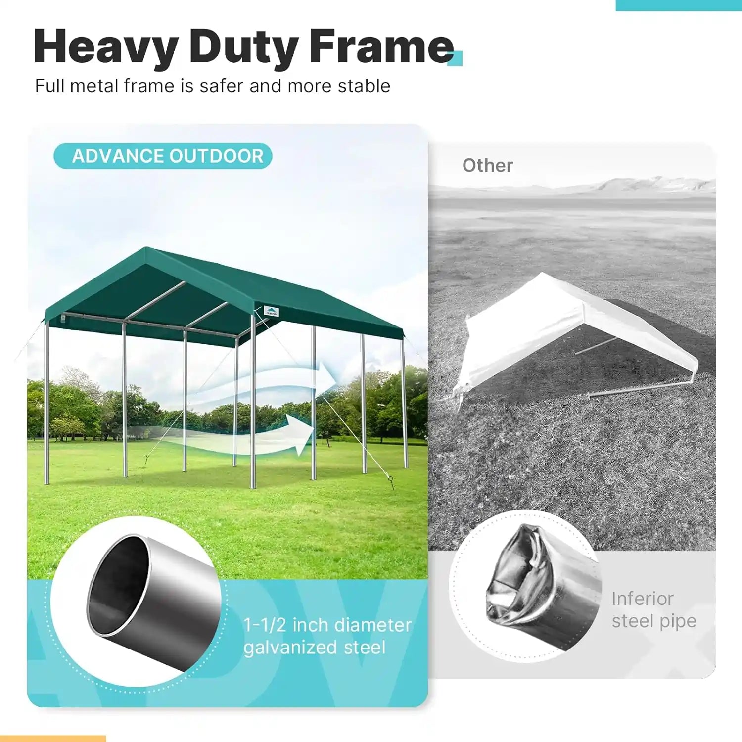 Heavy Duty Metal Frame#color_green-10'x20'